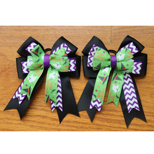 Halloween horse show bows, Equestrian hair bows, Short stirrup bows, Lead line, Kids hair bows
