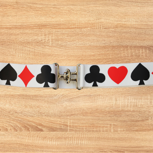 1.5 inch elastic equestrian belt, playing card designs