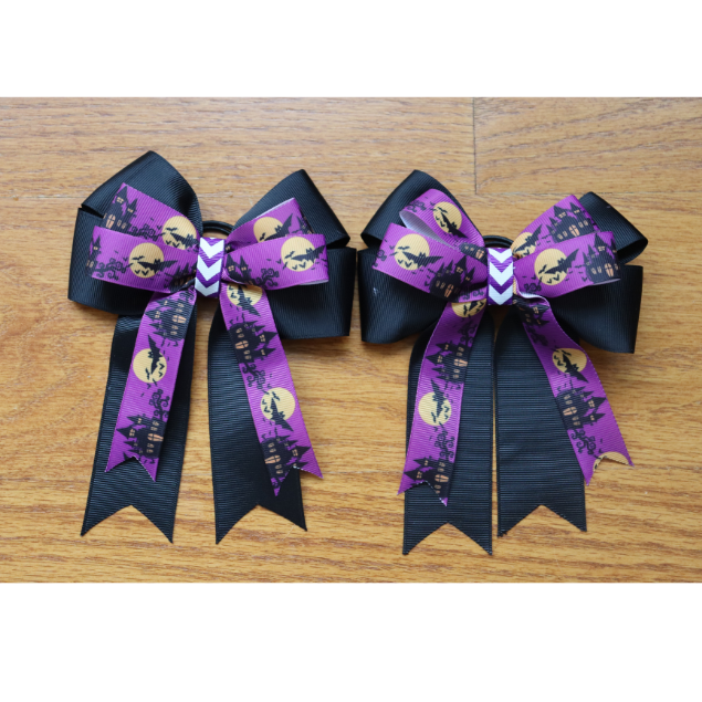 Halloween horse show bows, Equestrian hair bows, short stirrup bows, Lead line, Kids hair bows