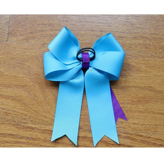 Horse show bows, Equestrian hair bows, Purple and white zigzag and sky blue show bow, Short stirrup, Lead line, Pony bows, Girls hair bows