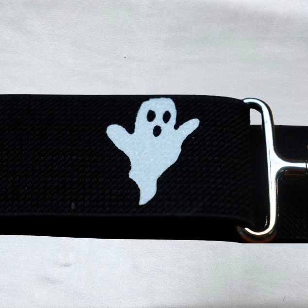 1.5 inch Halloween equestrian belt, Sparkly Ghosts and Pumpkins horseback riding belt, elastic horse show belt, Equestrian gift