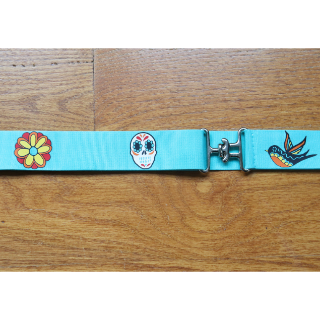 1.5 inch Halloween equestrian belt, Day of the Dead horseback riding belt, elastic horse show belt, Beautiful limited edition belt