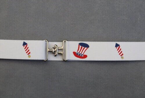 1.5 inch elastic equestrian belt, Fourth of July horseback riding belt, Fireworks horse show belt, Equestrian gift