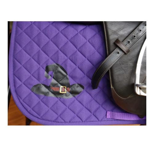 Halloween saddle pad, Witch hats on quilted saddle pad, Saddle pad for horseback riders, Equestrian saddle pad, Kids saddle pad