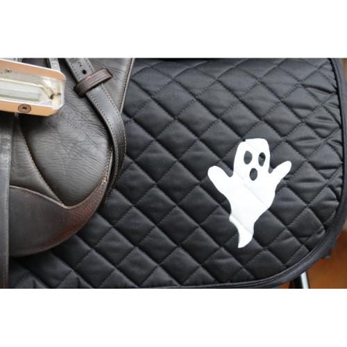 Halloween saddle pad, Ghost on black saddle pad, Cute saddle pad for horseback riders, Equestrian saddle pad, Kids saddle pad