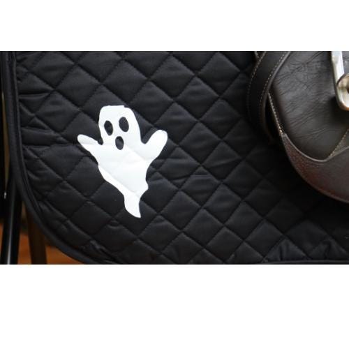 Halloween saddle pad, Ghost on black saddle pad, Cute saddle pad for horseback riders, Equestrian saddle pad, Kids saddle pad