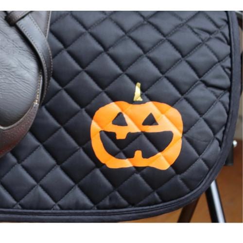 Halloween belt and saddle pad, pumpkins on belt and saddle pad, cute matching belt and saddle pad, equestrian saddle pad, kid saddle pad