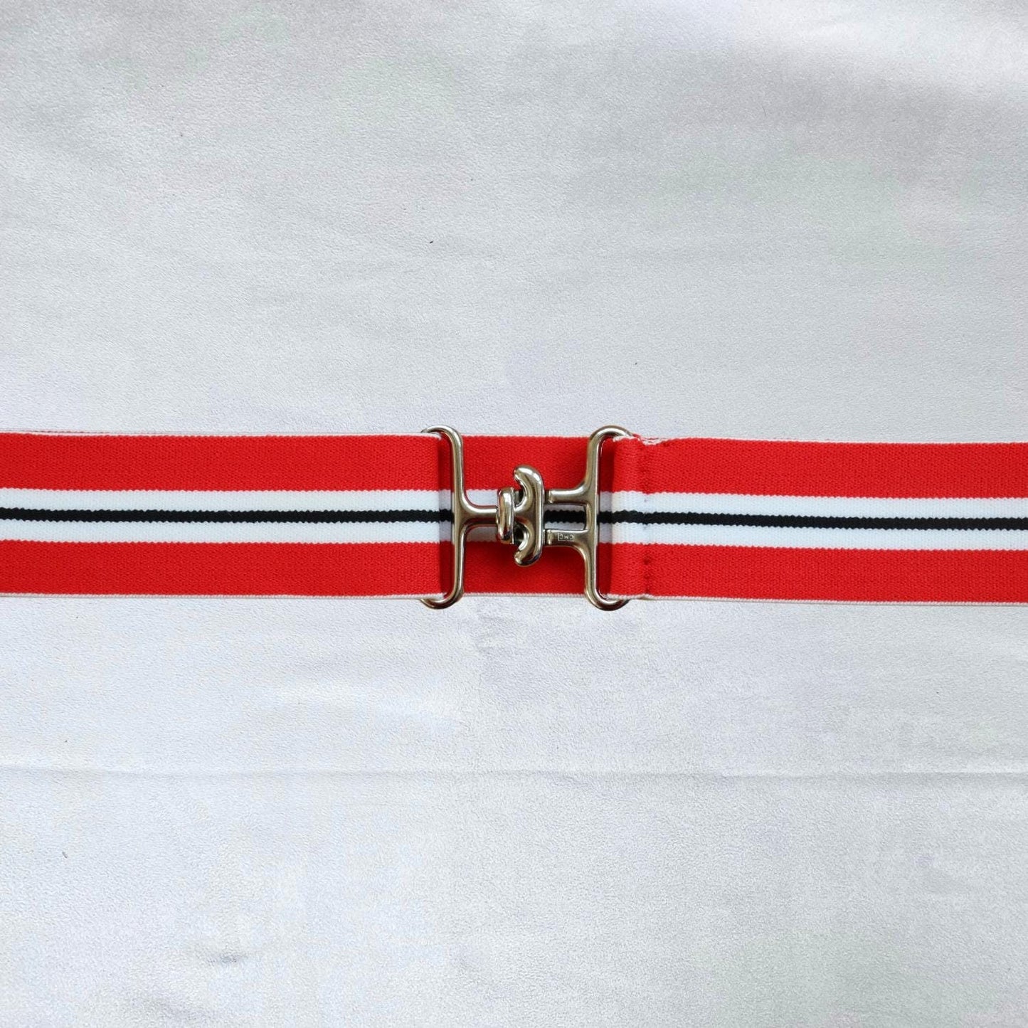 1.5 inch elastic equestrian belt, Red, white and black stripes riding belt, High quality adjustable riding belt, Stylish horse show belt
