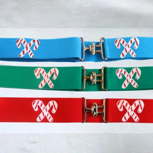 Holiday belt and saddle pad, Candy Canes on green saddle pad, Cute Christmas saddle pad and belt for horseback riders, Equestrian saddle pad