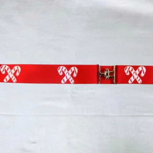 Holiday belt and saddle pad, Candy Canes on green saddle pad, Cute Christmas saddle pad and belt for horseback riders, Equestrian saddle pad