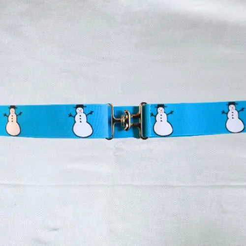 Holiday belt and saddle pad,Snowman on blue saddle pad,Cute saddle pad and belt for horseback riders,Equestrian saddle pads,Kids saddle pad