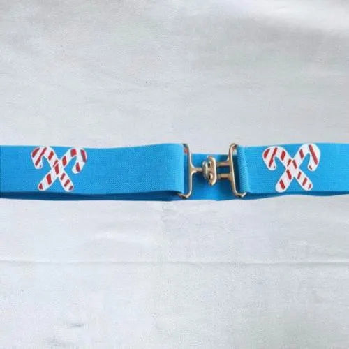 Holiday belt and saddle pad, Candy Canes on green saddle pad, Cute Christmas saddle pad and belt for horseback riders, Equestrian saddle pad