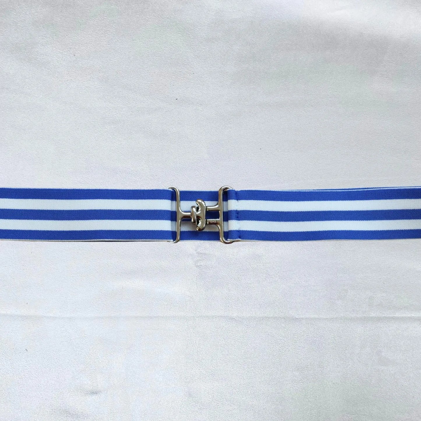 1.5 inch elastic equestrian belt, Blue and white striped riding belt, High quality adjustable horse riding belt, Comfortable horse show belt