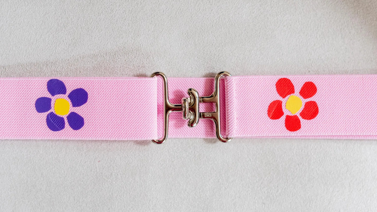Flower belt and saddle pad, Pretty flowers on lilac saddle pad, Cute saddle and belt for horseback riders, 1.5 inch belt, Equestrian gift
