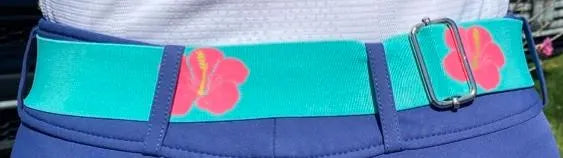 1.5 inch adjustable equestrian belt,Hot pink hibiscus horseback riding belt,Elastic horse riding belt with surcingle buckle,Equestrian gift