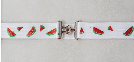 1.5 inch elastic equestrian belt, Watermelons horse show belt, Adjustable horseback riding belt, Equestrian gift