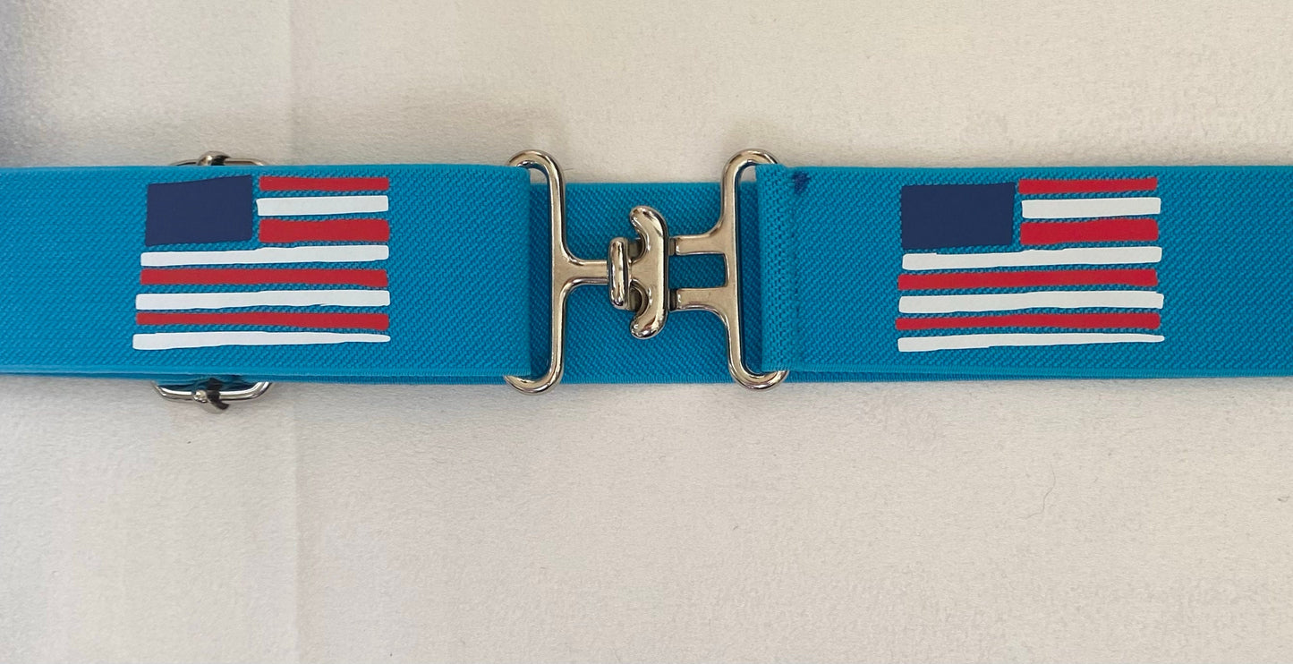 1.5 inch elastic equestrian belt, Flags horseback riding belt, Fourth of July horse show belt, Equestrian gift