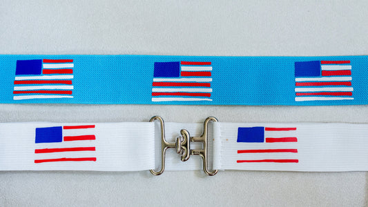 1.5 inch elastic equestrian belt, Flags horseback riding belt, Fourth of July horse show belt, Equestrian gift