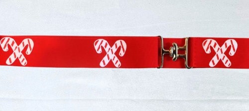 1.5 inch holiday equestrian belt, Candy Cane horseback riding belt, Christmas stocking stuffer for equestrians, Childs horse show belt