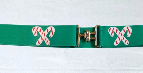 1.5 inch holiday equestrian belt, Candy Cane horseback riding belt, Christmas stocking stuffer for equestrians, Childs horse show belt