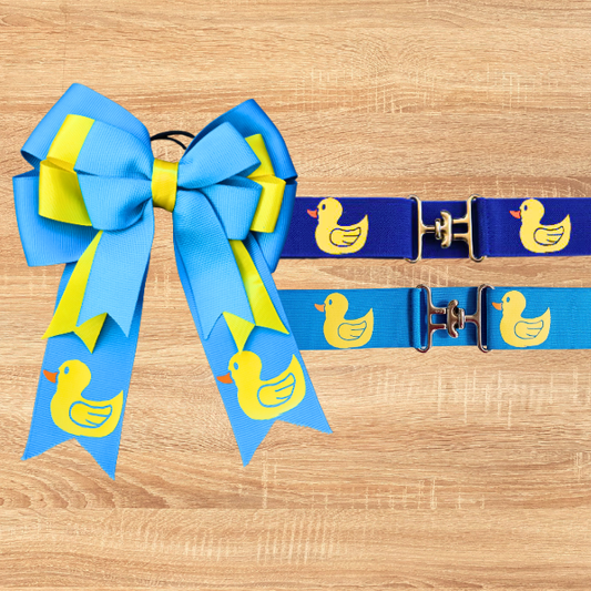 Light Blue Duck Show Bow & Belt Set for Horseback riders