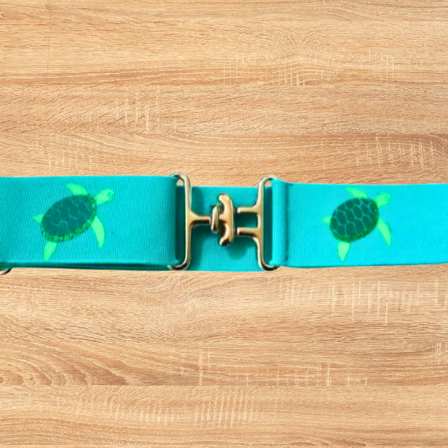 Teal Sea Turtle Show Bow & Belt Set for Horseback riders