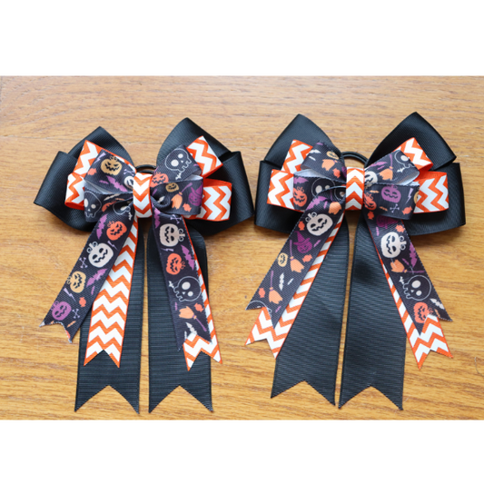 Halloween horse show bows, Equestrian hair bows, Short stirrup bows, Lead line, Kids hair bows