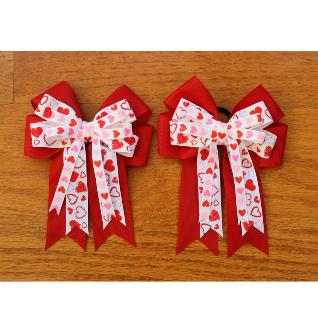 Red Valentine's Day Show Bow & Belt Set for Horseback riders