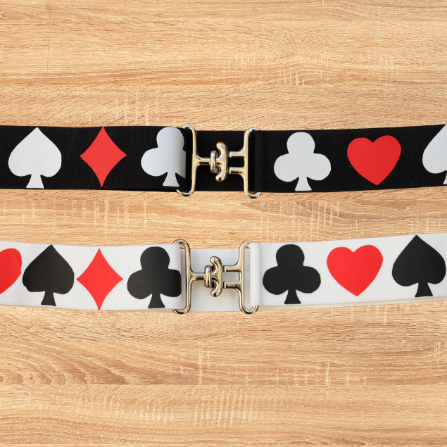 1.5 inch elastic equestrian belt, playing card designs