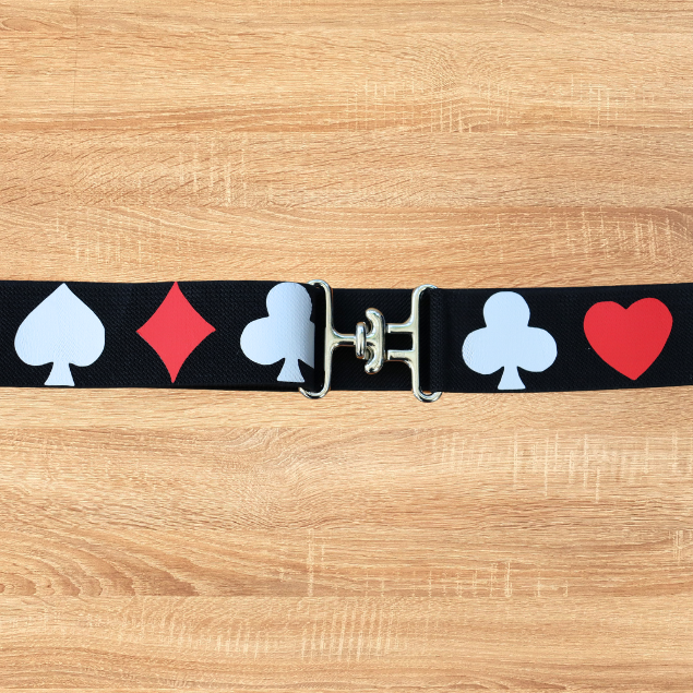 1.5 inch elastic equestrian belt, playing card designs