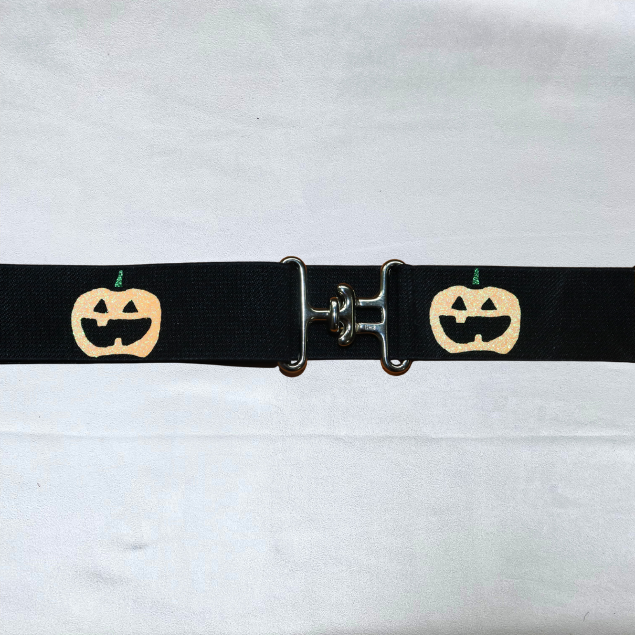 1.5 inch Halloween equestrian belt, Sparkly Ghosts and Pumpkins horseback riding belt, elastic horse show belt, Equestrian gift