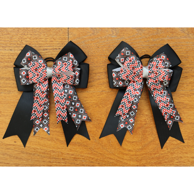 Black Playing Card Design Show Bow & Belt Set for Horseback riders