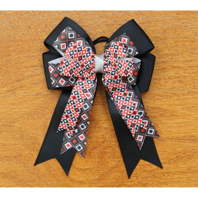 Black Playing Card Design Show Bow & Belt Set for Horseback riders