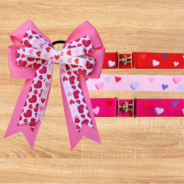 Pink Valentine's Day Show Bow & Belt Set for Horseback riders