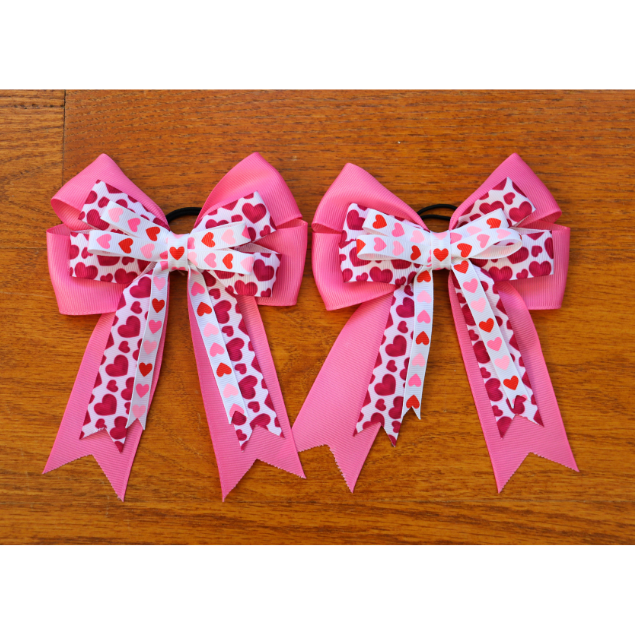 Pink Heart Valentine's Day Show Bows for Horseback Riders