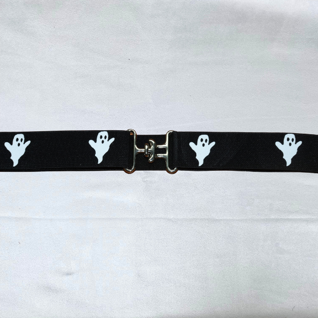 1.5 inch Halloween equestrian belt, Sparkly Ghosts and Pumpkins horseback riding belt, elastic horse show belt, Equestrian gift