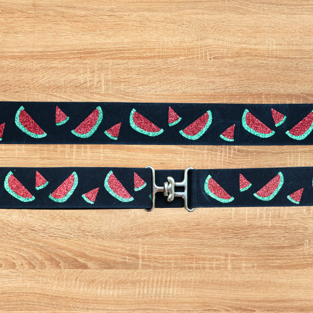 1.5 inch elastic equestrian belt, Watermelons horse show belt, Adjustable horseback riding belt, Equestrian gift