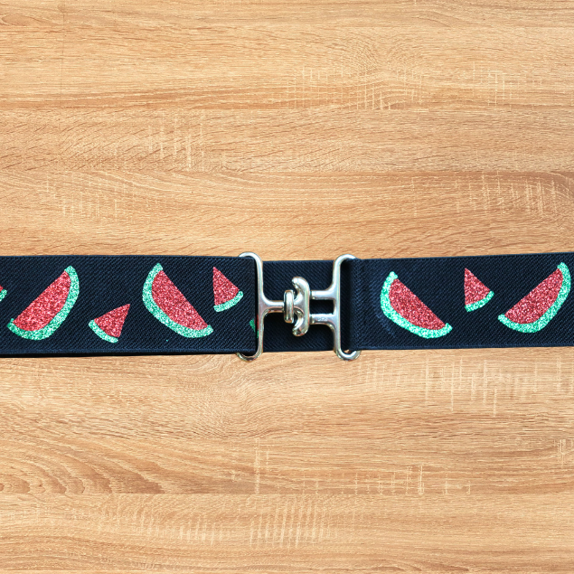 1.5 inch elastic equestrian belt, Watermelons horse show belt, Adjustable horseback riding belt, Equestrian gift