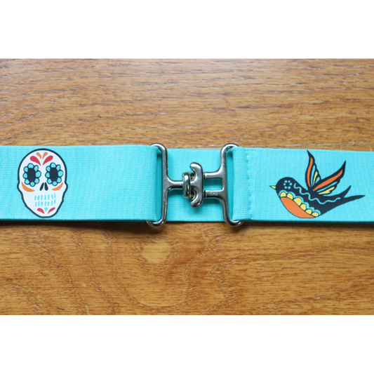 1.5 inch Halloween equestrian belt, Day of the Dead horseback riding belt, elastic horse show belt, Beautiful limited edition belt