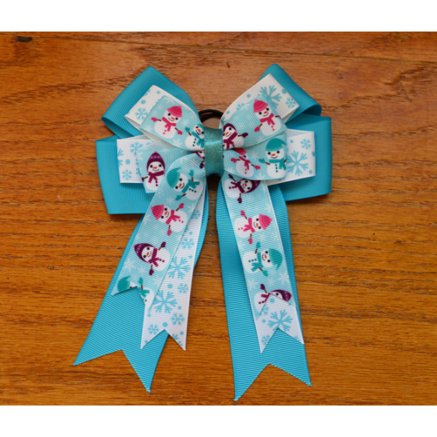Holiday horse show bows, Christmas equestrian hair bows,Snowman show bow,Stocking stuffer, short stirrup, leadline for winter competitions