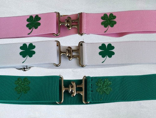 1.5 inch equestrian belt, Shamrock horse riding belt, Good luck belt, Equestrian gift, Childs horse show belt,St. Patrick's Day parade belt