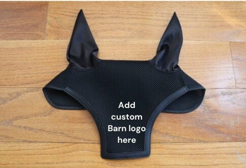 Equestrian fly bonnet, Custom fly bonnet, High quality mesh jumpers fly bonnet, Barn logo fly bonnet