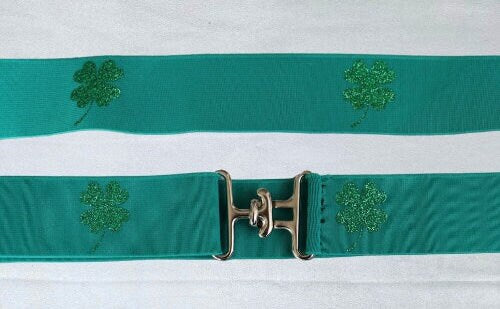 1.5 inch equestrian belt, Shamrock horse riding belt, Good luck belt, Equestrian gift, Childs horse show belt,St. Patrick's Day parade belt