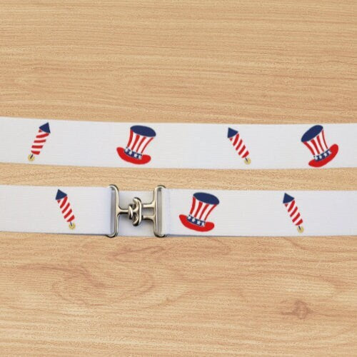 1.5 inch elastic equestrian belt, Fourth of July horseback riding belt, Fireworks horse show belt, Equestrian gift