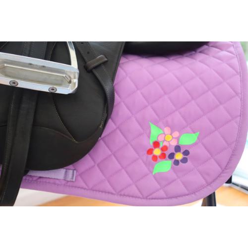 Flower saddle pad, Pretty flowers on lavender saddle pad, Spring flowers saddle pad for horseback rider, Equestrian saddle pad