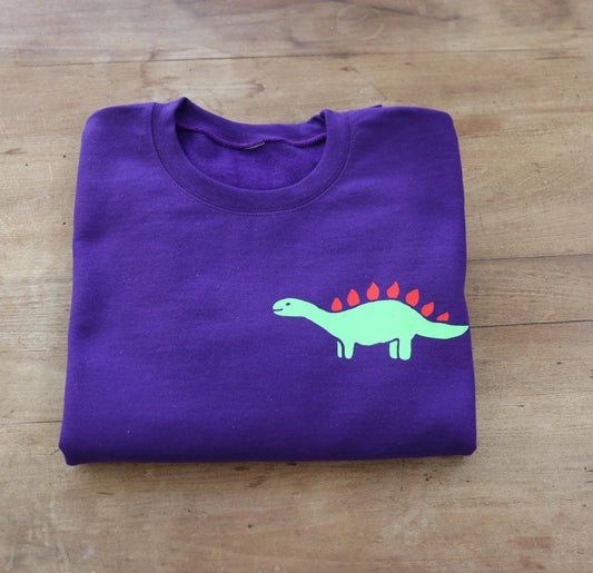 Crewneck sweatshirt, Purple sweatshirt, Cute dinosaur sweatshirt, Sweatshirt for horse riders