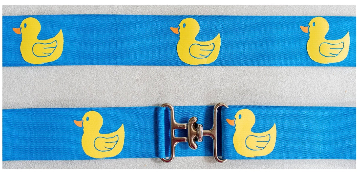 1.5 inch elastic equestrian belt, Ducks on blue horseback riding belt, Childrens horse show belt, Equestrian gift