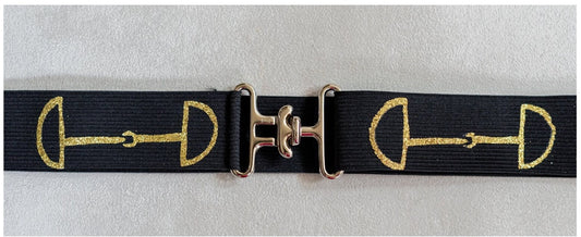1.5 inch adjustable horseback riding belt, Gold and silver bits horse show belt