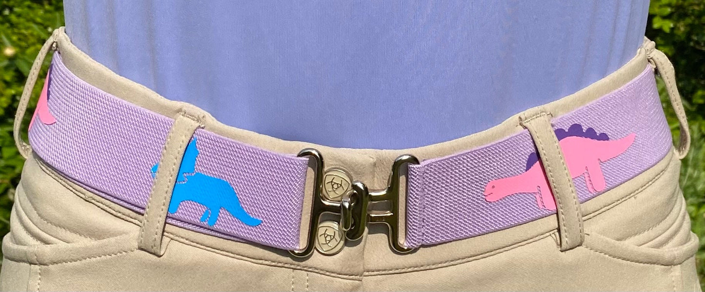 1.5 inch adjustable equestrian belt, Dinosaurs belt, Childrens elastic horse show belt, Equestrian gift