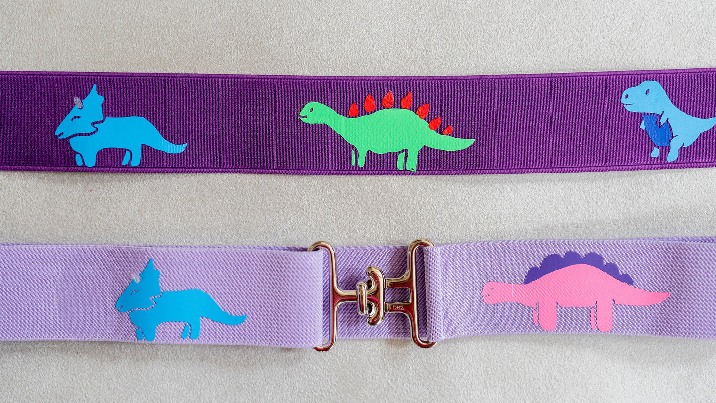 1.5 inch adjustable equestrian belt, Dinosaurs belt, Childrens elastic horse show belt, Equestrian gift